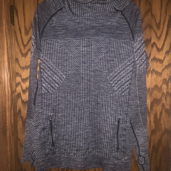 Lululemon Restless Hoodie Pullover Long Sleeve Top Heathered Black EUC Sz 12 - Picture 8 of 15